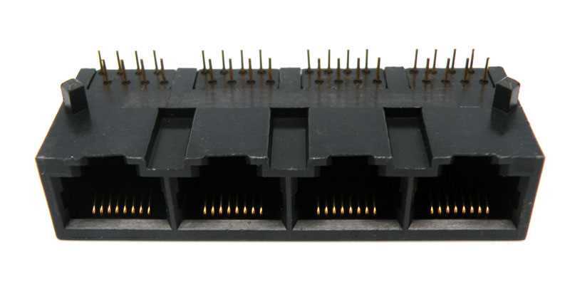 Base 4 X Rj45 Utp 50u"" (8p8c) para Pcb, Acodada