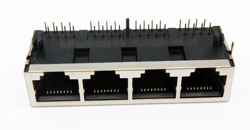 Base 4 X Rj45 Stp 50u"" (8p8c) para Pcb, Acodada