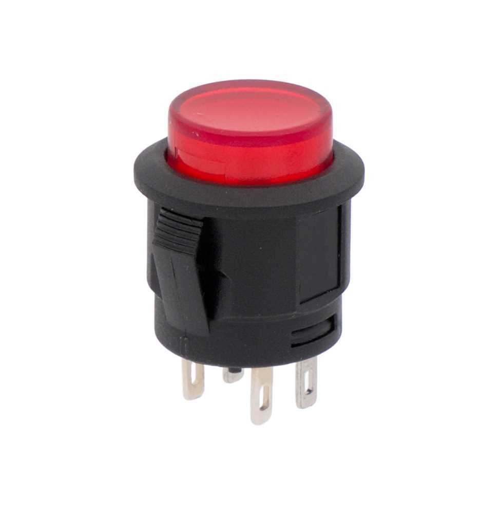 Botão de Pressão Iluminado, Normalmente Aberto, 4p 12v,