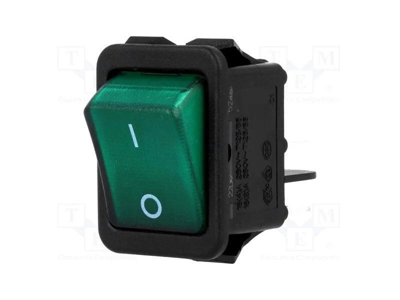 Rocker, Dpst, Pos: 2, On-Off, 16a/250vac, Verde, L&acirc;mpada de N&eacute;on