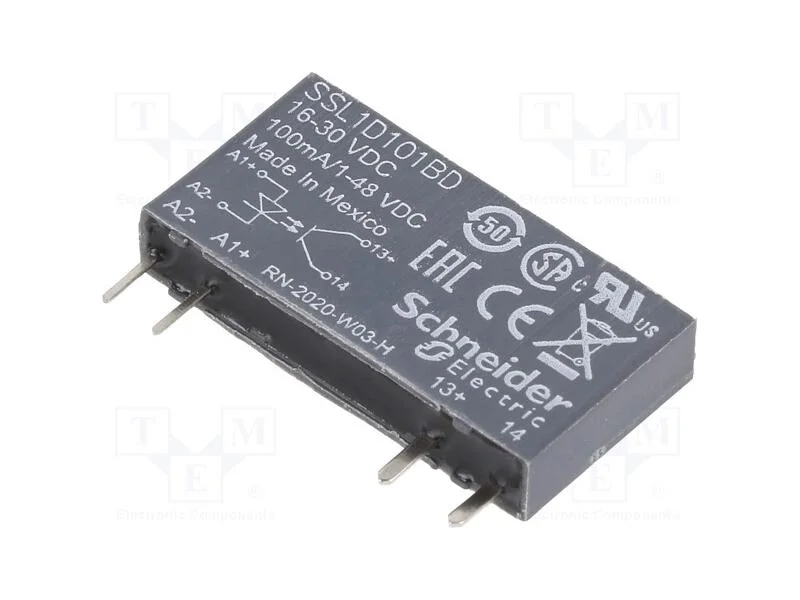 Relé: Semicondutores, Ucoma: 16÷30vdc, 100ma, Max.48vdc, Base