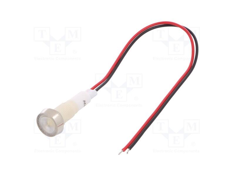 Luz indicadora: LED, plana, branco, 12VDC, 12VAC,.