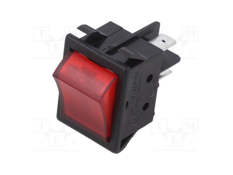 ROCKER, DPST, Pos: 2, OFF-ON, 16A/250VAC, lâmpada.