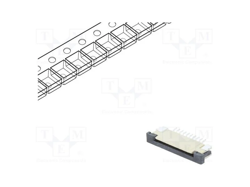 Conector: FFC/FPC, horizontais, PIN: 10, ZIF, SMT.