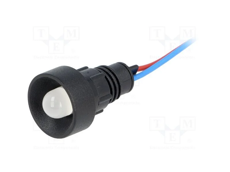 Luz indicadora: LED, côncavo, branco, 12VDC, 12VA.