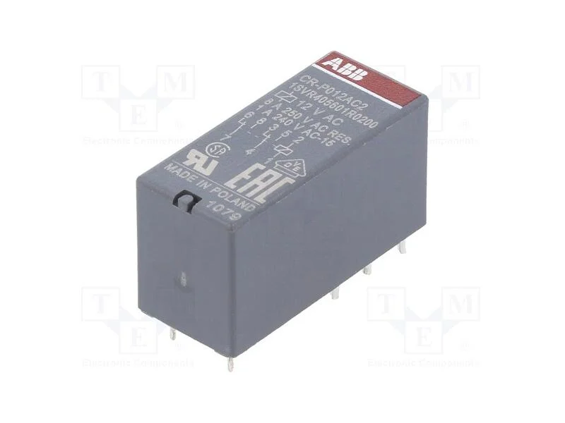 Relé: Eletromagnético, Dpdt, Ubobina: 12vac, 8a, Max.250vac, Pcb