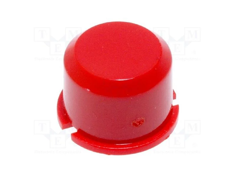 Tecla, redonda, vermelho, 9,6mm, plástico, MEC162.