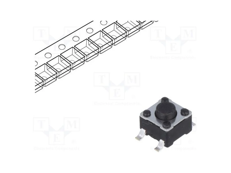 Microinterruptor TACT, 0,05A/12VDC, soldado, 1N, .