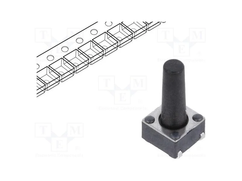 Microinterruptor TACT, SPST-NO, Pos: 2, 0,05A/12V.