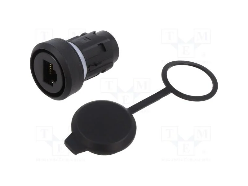 Tomada RJ45, 22mm, -25÷70C, IP65, preta