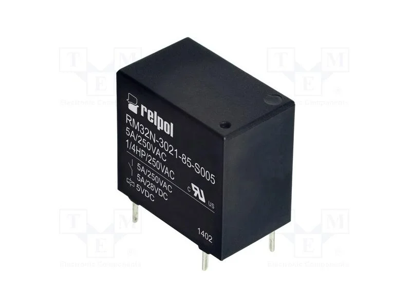 Relé: eletromagnético, SPST-NO, Ubobina: 5VDC, 5A.