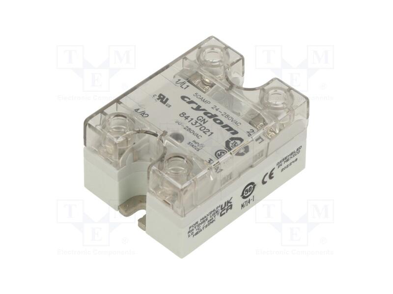 Relé: semicondutores, Ucoma: 90÷280VAC, 50A, 24÷2.