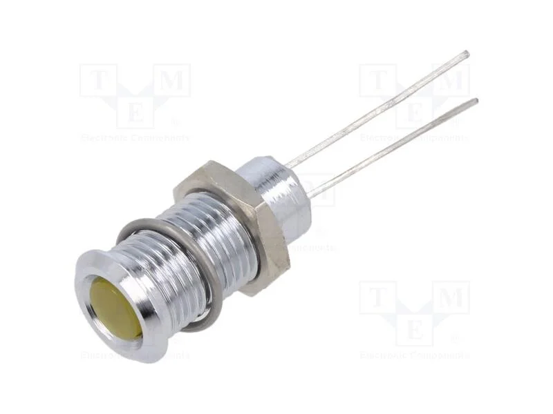 Luz indicadora: LED, plana, amarela, 2,1VDC, 8mm,.