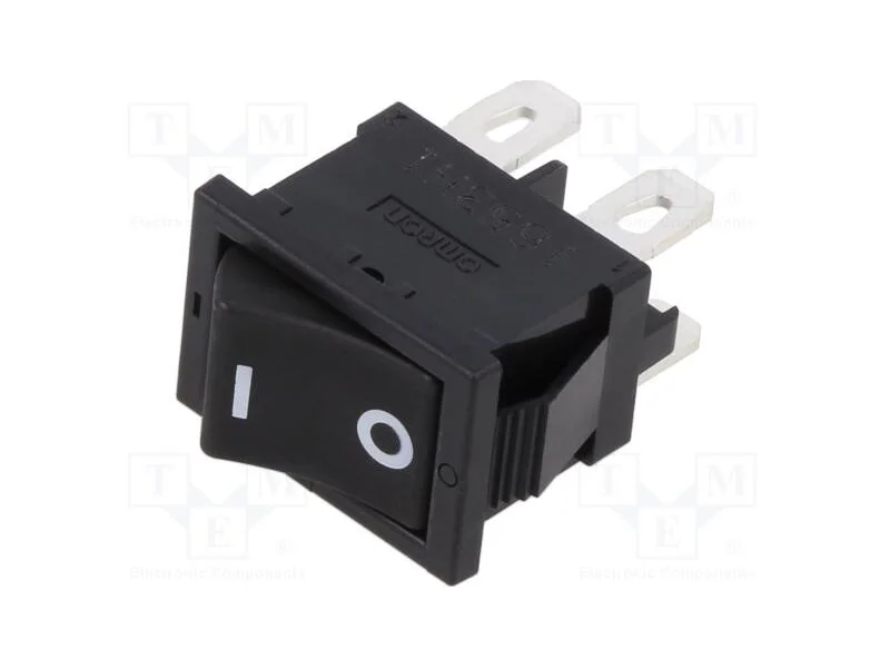 ROCKER, DPST, Pos: 2, ON-OFF, 10A/250VAC, preto, .