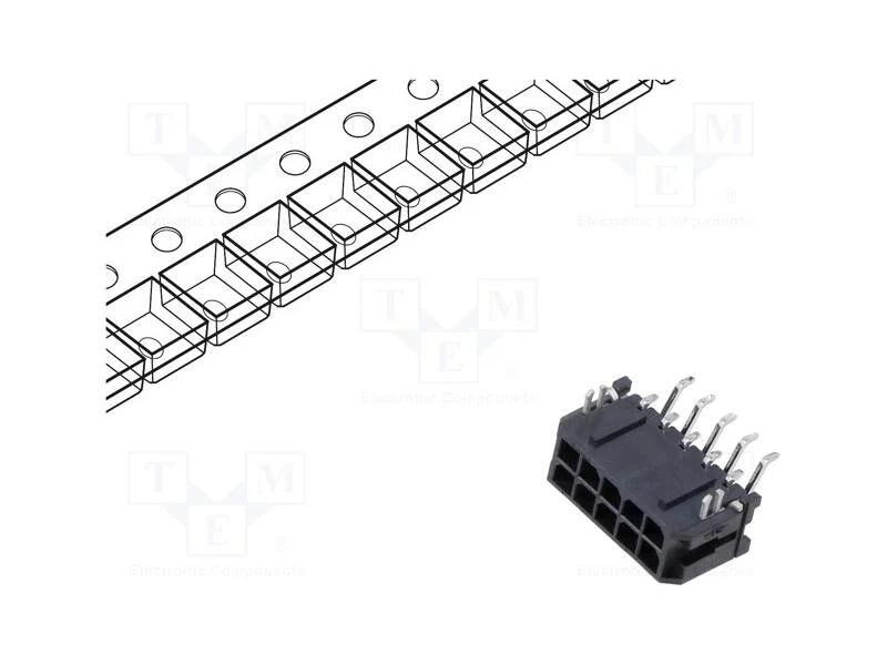 Tomada, Fio-Placa, Macho, Micro-Fit 3.0, 3mm, Pin: 10, Sistema: 2x5
