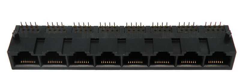 Base 8 X Rj45 Utp 50u"" (8p8c) para Pcb, Acodada