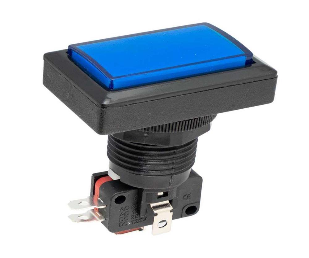 Pulsador Estilo Arcade Luminoso Azul, 41x23mm