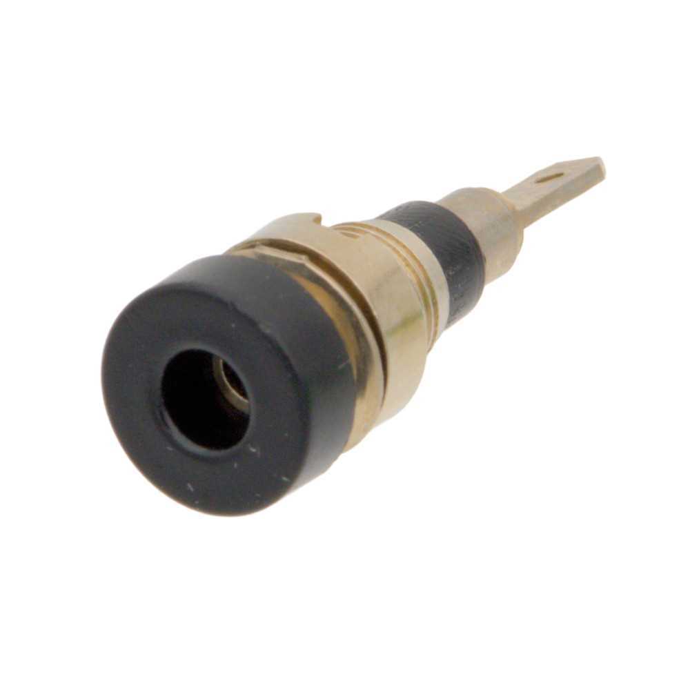 Tomada de Ficha Banana Preta de 2 Mm com Ligação.
