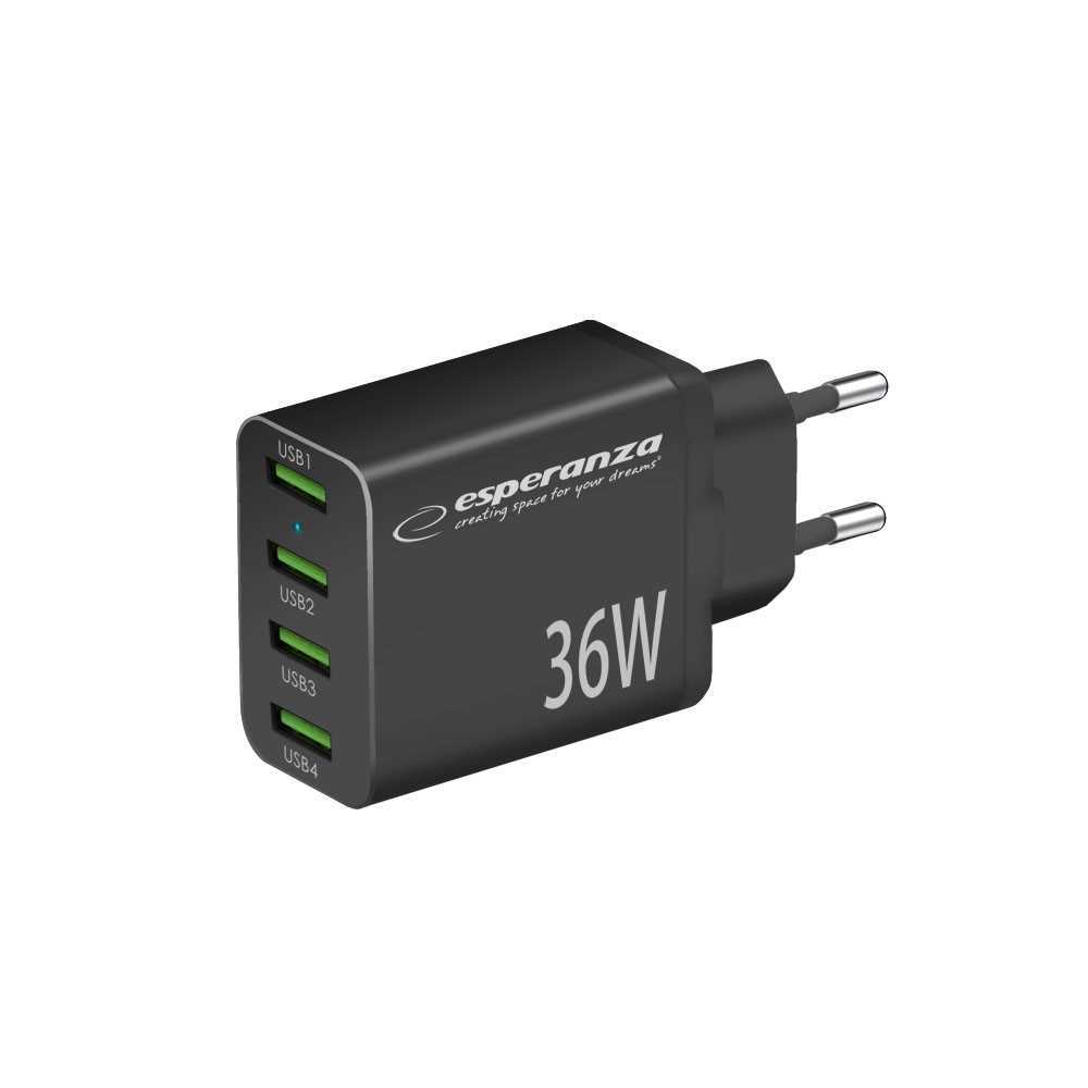 Carregador rápido Esperanza 36w 4x Usb-A Qc 30