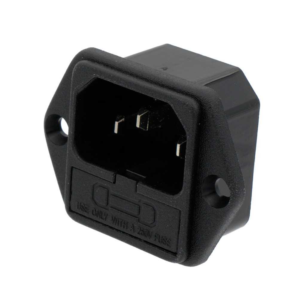 Base Chasis C14 Macho, 250v/10a, Con Porta Fusibles