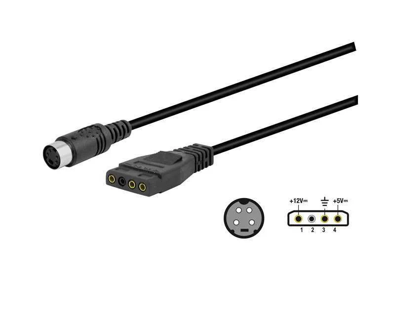 Conexión Mini Din Hembra 4 Pin a Molex 3 Pin