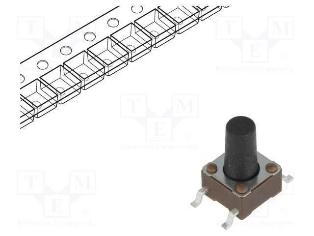 Microinterruptor Tact; Spst-No; Pos: 2; 0,05a/24vdc; Smt; Off-(On)