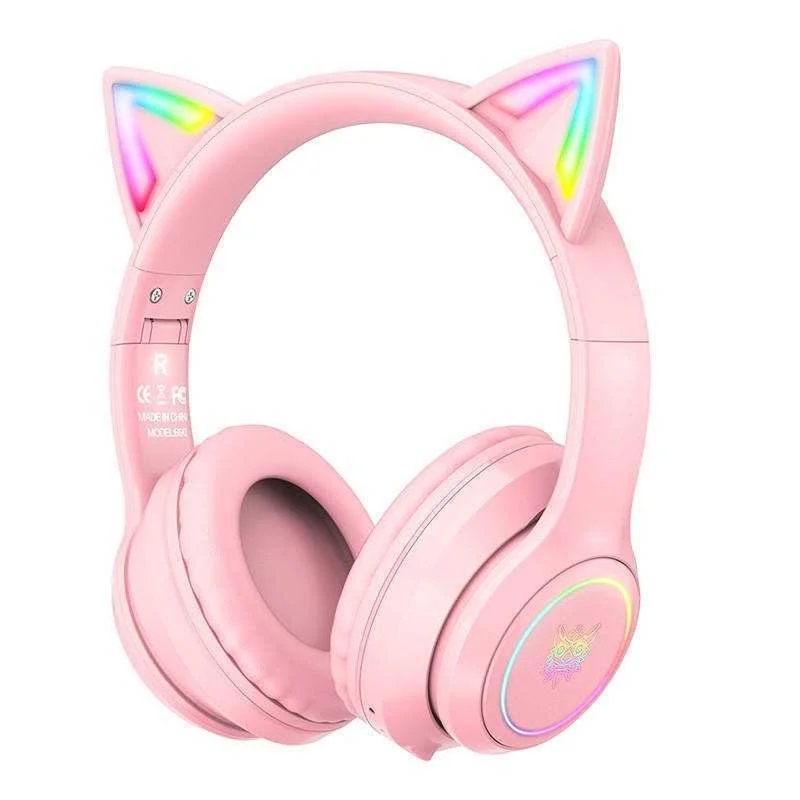 Auscultadores Headset Bluetooth B90 RGB Rosa - ON.