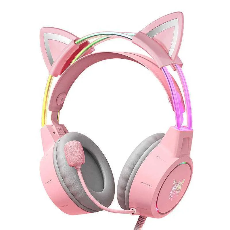 Auscultadores Headset Bluetooth X15Pro RGB Rosa -.