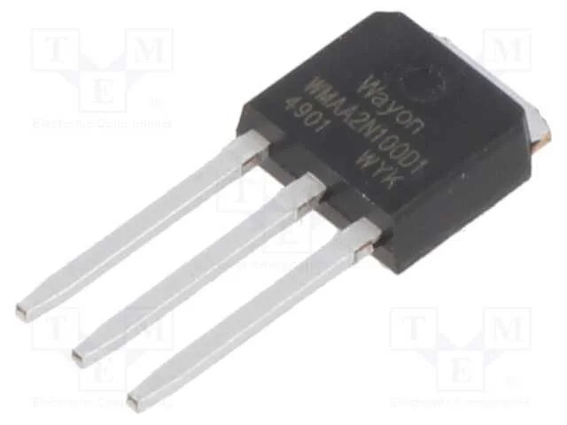 Trans&iacute;stor: N-MOSFET, WMOS D1, unipolar, 1kV, 2A.