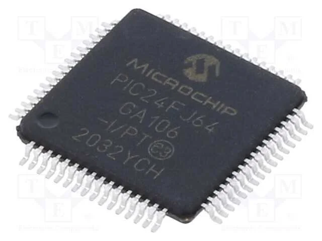 Ic: Microcontrolador Pic; 64kb; 32mhz; Smd; Tqfp64; Pic24; 16kbsram