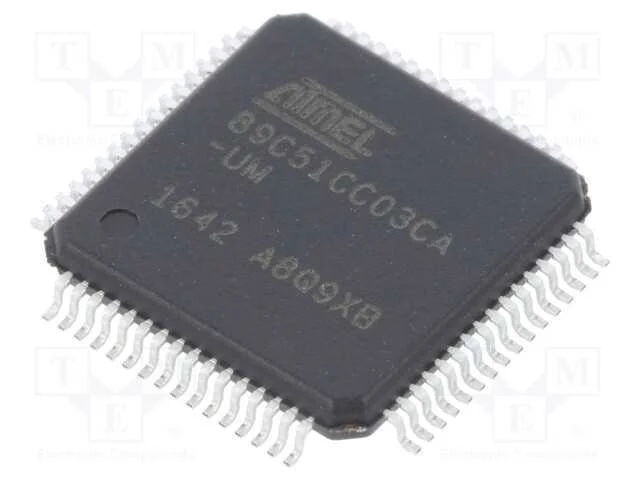 IC: microcontrolador 8051, 3&divide;5,5VDC, VQFP64, AT89