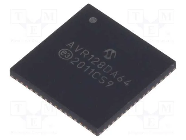 Ic: Microcontrolador Avr; Qfn64; 1,8&divide;5,5vdc; Cmp: 3; Avr128; Avr-Da