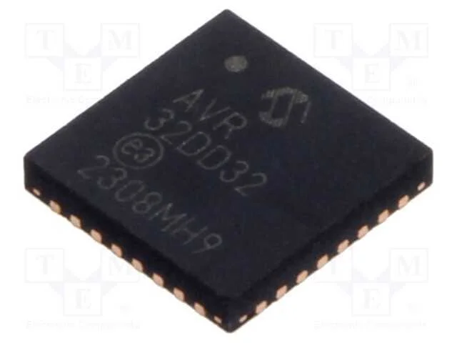 Ic: Microcontrolador Avr; Vqfn32; Interr.Exter: 27; Cmp: 1; Avr32