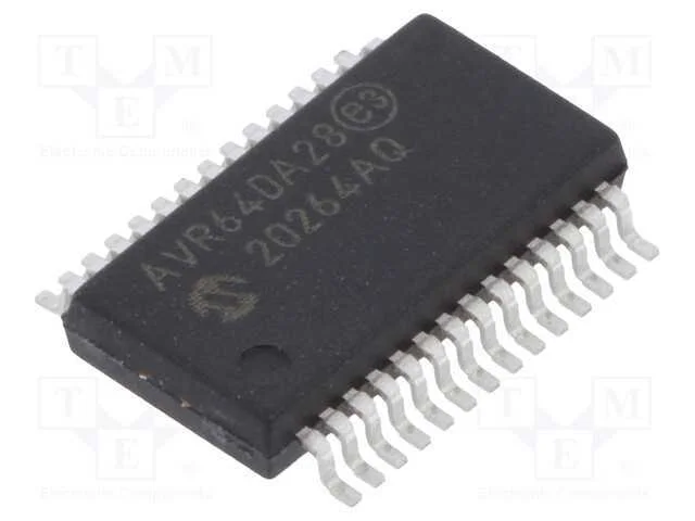 Ic: Microcontrolador Avr; Ssop28; 1,8&divide;5,5vdc; Cmp: 3; Avr64; Avr-Da