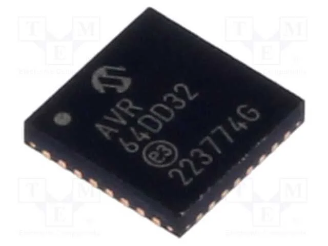 Ic: Microcontrolador Avr; Vqfn32; Interr.Exter: 27; Cmp: 1; Avr64