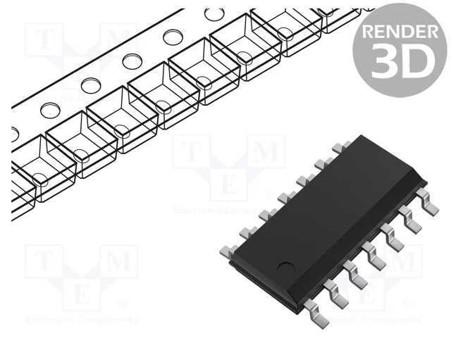 IC: digital, NOR, Ch: 4, IN: 2, CMOS, SMD, SOIC14.