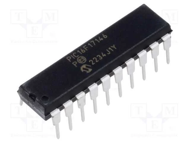 IC: microcontrolador PIC, 28kB, ADC,DAC,EUSART,I2.