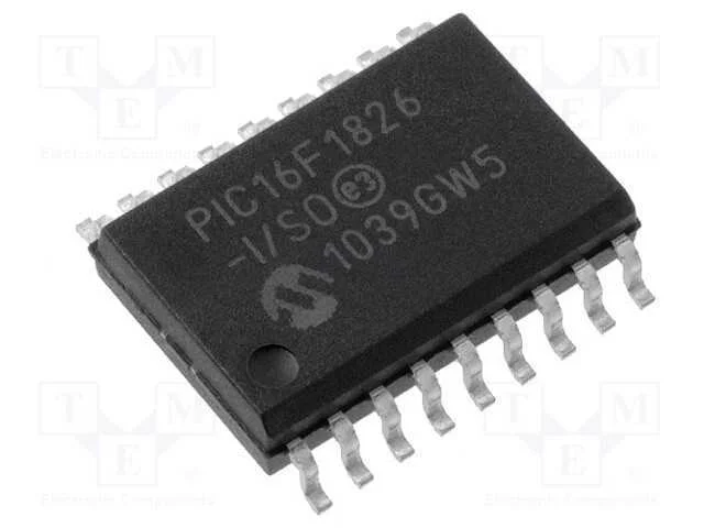 IC: microcontrolador PIC, 3,5kB, 32MHz, 1,8&divide;5,5VD.