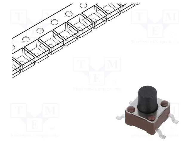 Microinterruptor TACT, SPST-NO, Pos: 2, 0,05A/24V.