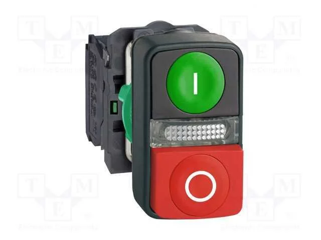 Interruptor: Duplo; 22mm; Pos.Estáv: 1; Nc + No; Vermelho/Verde