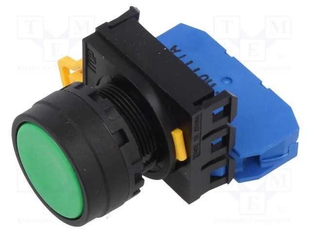 Interruptor: de Pressão; 22mm; Pos.Estáv: 1; No; Verde; Não Disp.