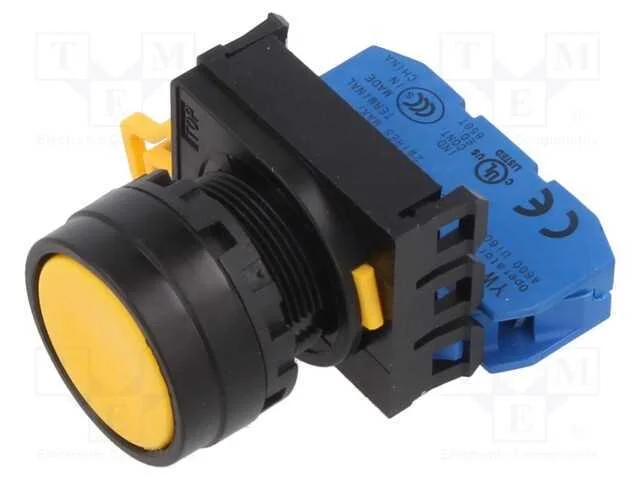 Interruptor: de Pressão; 22mm; Pos.Estáv: 1; No; Amarelo; Não Disp.