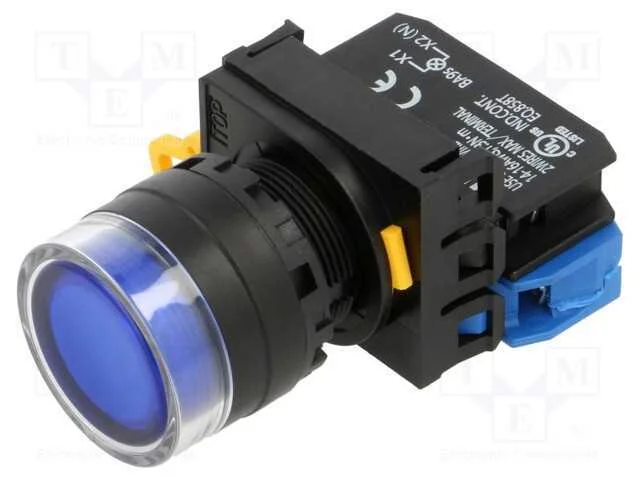 Interruptor: de Pressão; 22mm; Pos.Estáv: 2; No; Azul; Led; Ip65