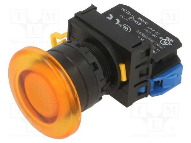 Interruptor: de Pressão; 22mm; Pos.Estáv: 1; No; Laranja; Led; Ip65