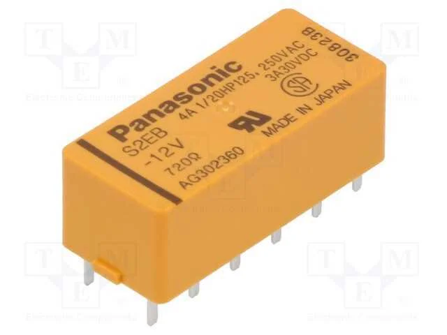 Relé: Eletromagnético; Dpst-No + Dpst-Nc; Ubobina: 12vdc; 200mw