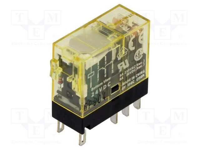 Relé: eletromagnético, DPDT, Ubobina: 24VDC, Icon.
