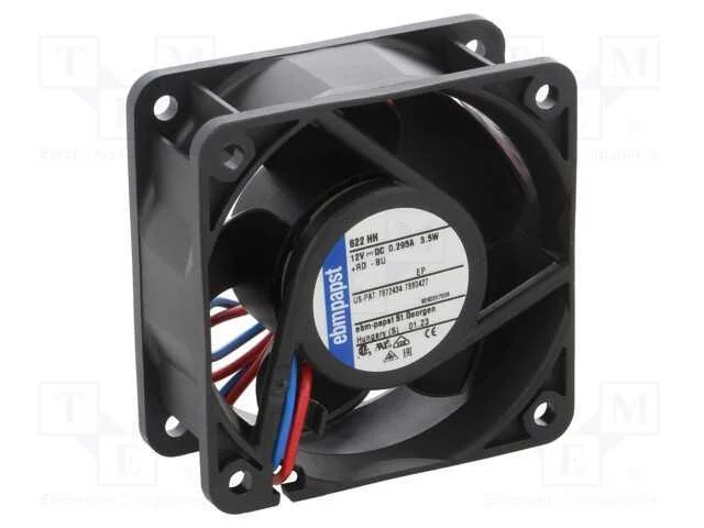 Ventilador: DC, transversal, 12VDC, 60x60x25mm, 5.