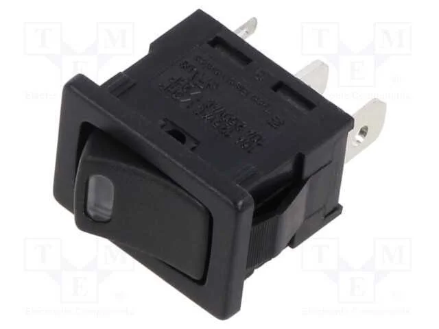 ROCKER, SPST, Pos: 2, ON-OFF, 16A/250VAC, 6A/28VD.