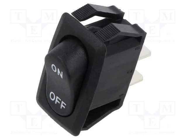 ROCKER, SPST, Pos: 2, ON-OFF, 16A/250VAC, 10A/28V.
