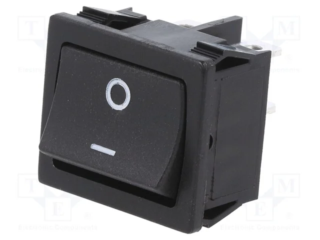 ROCKER, DPST, Pos: 2, ON-OFF, 6A/250VAC, preto, n.